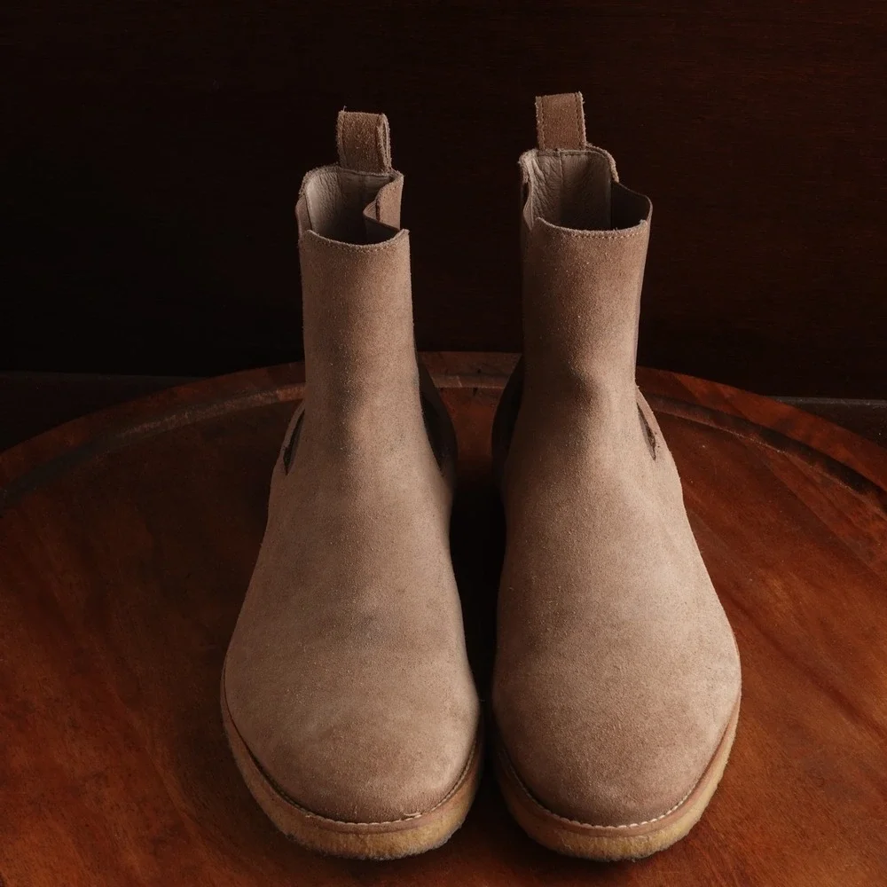 AllSaints Boots Mens SZ EU 41 US 8 Beige Reiner Chelsea Suede Contemporary Ankle